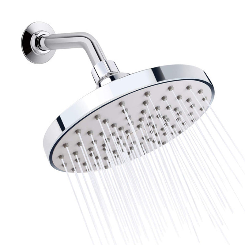 Round Fixed Shower Head Silver Single Spray Wall-Mount Shower Head Clearhalo 'Bathroom Remodel & Bathroom Fixtures' 'Home Improvement' 'home_improvement' 'home_improvement_shower_heads' 'Shower Heads' 'shower_heads' 'Showers & Bathtubs Plumbing' 'Showers & Bathtubs' 6615900