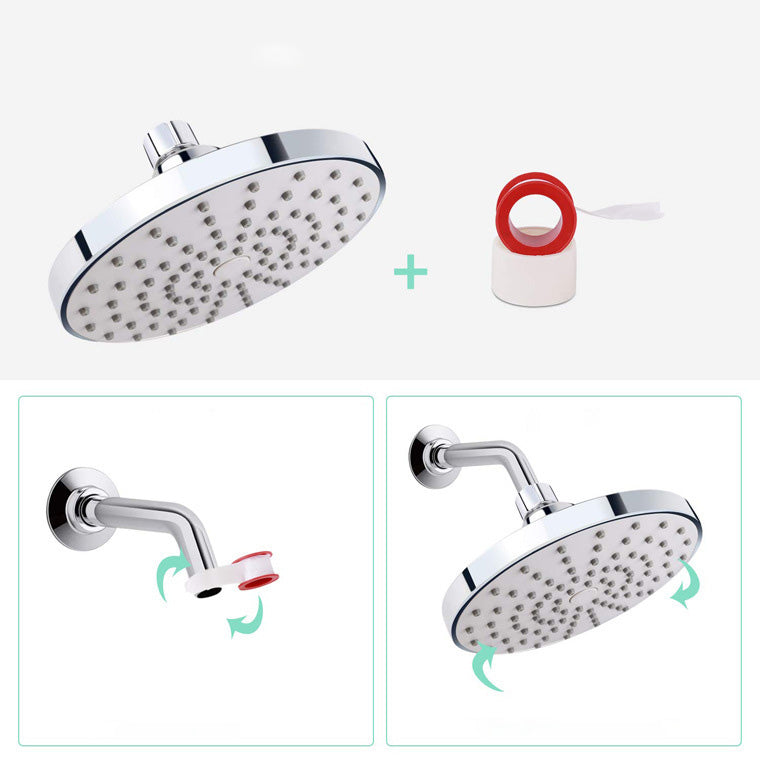 Round Fixed Shower Head Silver Single Spray Wall-Mount Shower Head Clearhalo 'Bathroom Remodel & Bathroom Fixtures' 'Home Improvement' 'home_improvement' 'home_improvement_shower_heads' 'Shower Heads' 'shower_heads' 'Showers & Bathtubs Plumbing' 'Showers & Bathtubs' 6615904