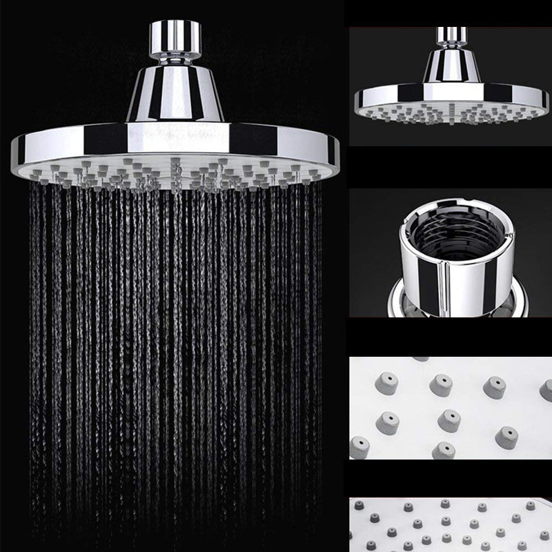 Round Fixed Shower Head Silver Single Spray Wall-Mount Shower Head Clearhalo 'Bathroom Remodel & Bathroom Fixtures' 'Home Improvement' 'home_improvement' 'home_improvement_shower_heads' 'Shower Heads' 'shower_heads' 'Showers & Bathtubs Plumbing' 'Showers & Bathtubs' 6615906