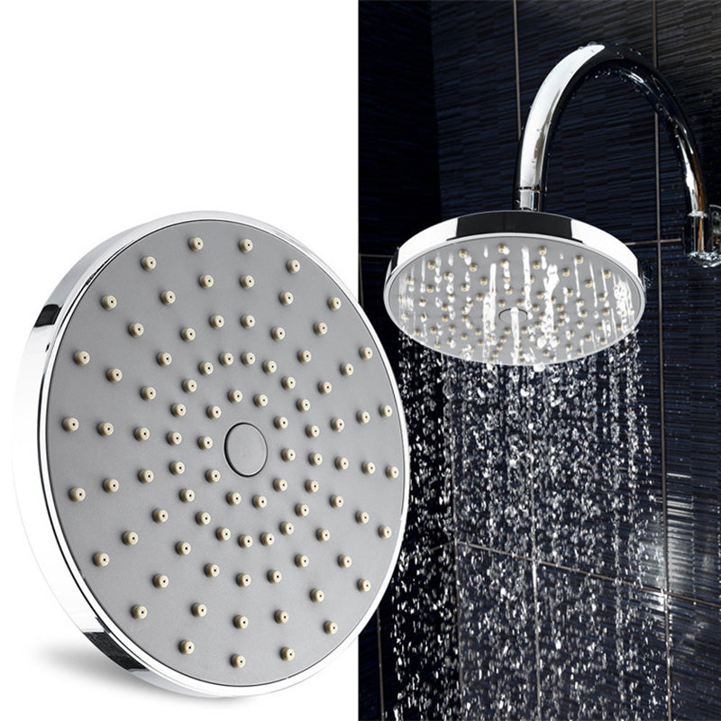 Round Fixed Shower Head Silver Single Spray Wall-Mount Shower Head Clearhalo 'Bathroom Remodel & Bathroom Fixtures' 'Home Improvement' 'home_improvement' 'home_improvement_shower_heads' 'Shower Heads' 'shower_heads' 'Showers & Bathtubs Plumbing' 'Showers & Bathtubs' 6615910
