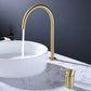 Single Handle Basin Faucet Circular Luxury Vanity Sink Faucet for Bathroom Gold High Style Gooseneck Clearhalo 'Bathroom Remodel & Bathroom Fixtures' 'Bathroom Sink Faucets' 'Bathroom Sinks & Faucet Components' 'bathroom_sink_faucets' 'Home Improvement' 'home_improvement' 'home_improvement_bathroom_sink_faucets' 6615915