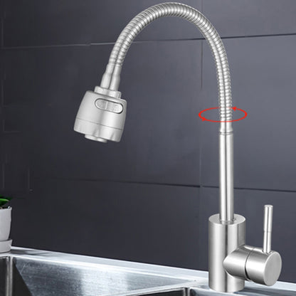 Contemporary Standard Kitchen Faucet Metal Kitchen Faucet with One Handle Thickened Stainless Steel Hot Cold Water Dispensers Clearhalo 'Home Improvement' 'home_improvement' 'home_improvement_kitchen_faucets' 'Kitchen Faucets' 'Kitchen Remodel & Kitchen Fixtures' 'Kitchen Sinks & Faucet Components' 'kitchen_faucets' 6615952