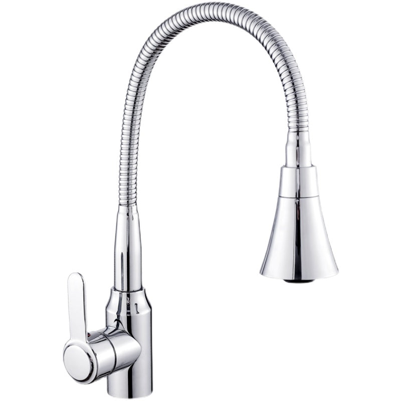 Contemporary Standard Kitchen Faucet Metal Kitchen Faucet with One Handle Clearhalo 'Home Improvement' 'home_improvement' 'home_improvement_kitchen_faucets' 'Kitchen Faucets' 'Kitchen Remodel & Kitchen Fixtures' 'Kitchen Sinks & Faucet Components' 'kitchen_faucets' 6615958