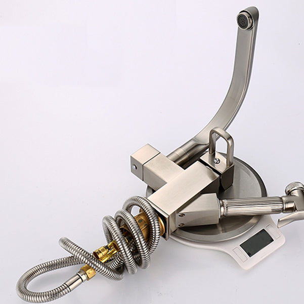 Metal Standard Kitchen Faucet Modern Style Kitchen Faucet with Pull out Sprayer Clearhalo 'Home Improvement' 'home_improvement' 'home_improvement_kitchen_faucets' 'Kitchen Faucets' 'Kitchen Remodel & Kitchen Fixtures' 'Kitchen Sinks & Faucet Components' 'kitchen_faucets' 6615987