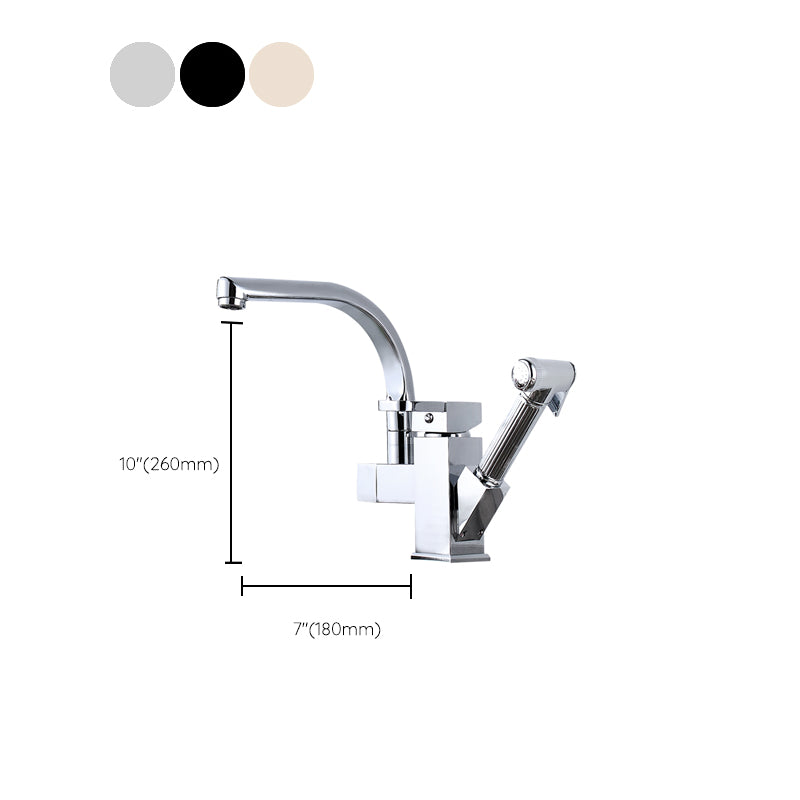 Metal Standard Kitchen Faucet Modern Style Kitchen Faucet with Pull out Sprayer Clearhalo 'Home Improvement' 'home_improvement' 'home_improvement_kitchen_faucets' 'Kitchen Faucets' 'Kitchen Remodel & Kitchen Fixtures' 'Kitchen Sinks & Faucet Components' 'kitchen_faucets' 6615989
