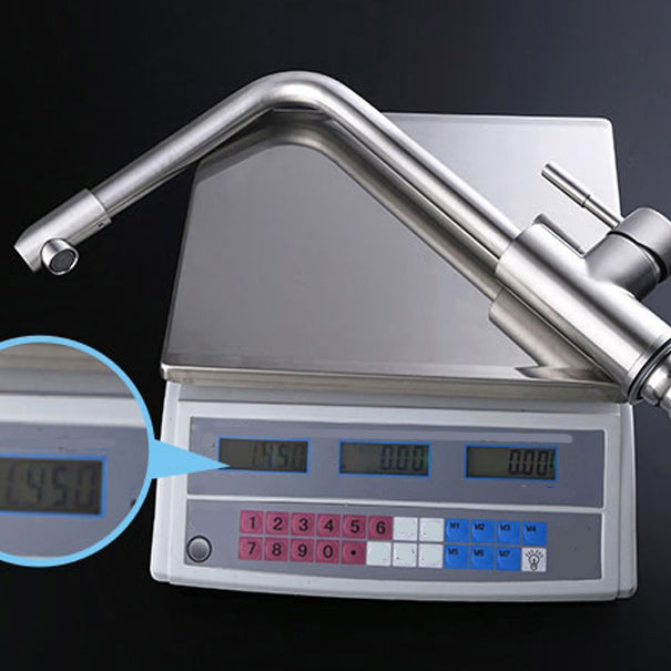 Contemporary 1 Hole Kitchen Faucet Single Handle with Supply Line Clearhalo 'Home Improvement' 'home_improvement' 'home_improvement_kitchen_faucets' 'Kitchen Faucets' 'Kitchen Remodel & Kitchen Fixtures' 'Kitchen Sinks & Faucet Components' 'kitchen_faucets' 6616012