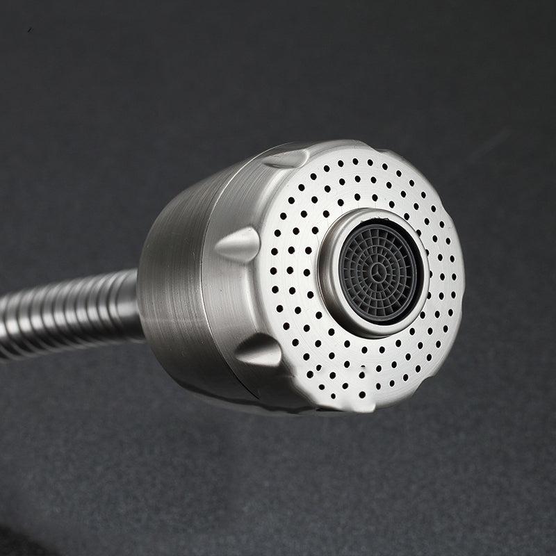 Contemporary 1 Hole Kitchen Faucet Single Handle with Supply Line Clearhalo 'Home Improvement' 'home_improvement' 'home_improvement_kitchen_faucets' 'Kitchen Faucets' 'Kitchen Remodel & Kitchen Fixtures' 'Kitchen Sinks & Faucet Components' 'kitchen_faucets' 6616014