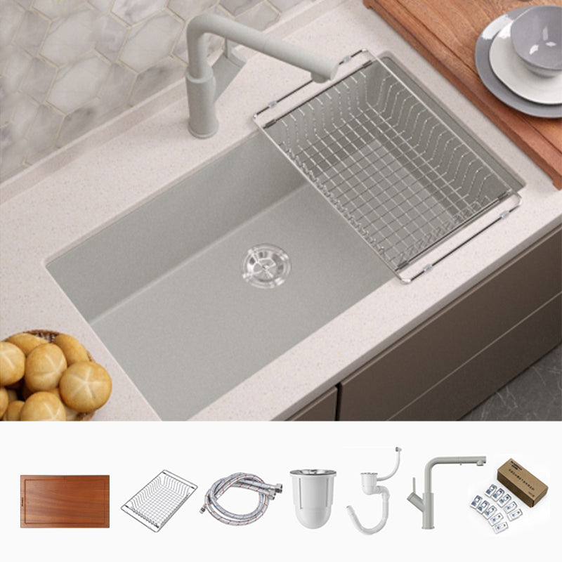 Contemporary Style Kitchen Sink Undermount Kitchen Sink with Drain Strainer Kit 29.9"L x 16.9"W x 8.7"H Sink with Faucet Square Faucet & Filter Basket & Cutting Board Clearhalo 'Home Improvement' 'home_improvement' 'home_improvement_kitchen_sinks' 'Kitchen Remodel & Kitchen Fixtures' 'Kitchen Sinks & Faucet Components' 'Kitchen Sinks' 'kitchen_sinks' 6616030