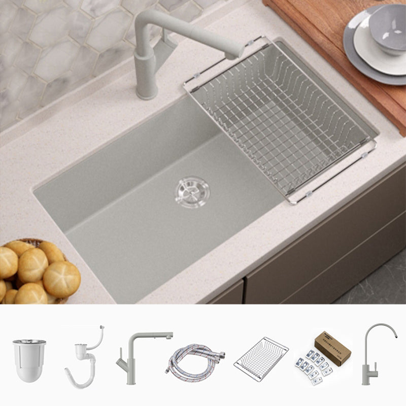 Contemporary Style Kitchen Sink Undermount Kitchen Sink with Drain Strainer Kit 29.9"L x 16.9"W x 8.7"H Sink with Faucet Square Water Filter Double Faucet & Water Filter Basket Clearhalo 'Home Improvement' 'home_improvement' 'home_improvement_kitchen_sinks' 'Kitchen Remodel & Kitchen Fixtures' 'Kitchen Sinks & Faucet Components' 'Kitchen Sinks' 'kitchen_sinks' 6616032
