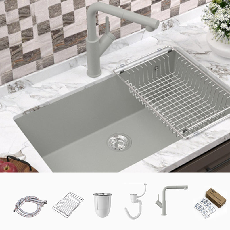 Contemporary Style Kitchen Sink Undermount Kitchen Sink with Drain Strainer Kit 30"L x 18"W x 9"H Sink with Faucet Square Faucet & Filter Basket Clearhalo 'Home Improvement' 'home_improvement' 'home_improvement_kitchen_sinks' 'Kitchen Remodel & Kitchen Fixtures' 'Kitchen Sinks & Faucet Components' 'Kitchen Sinks' 'kitchen_sinks' 6616039