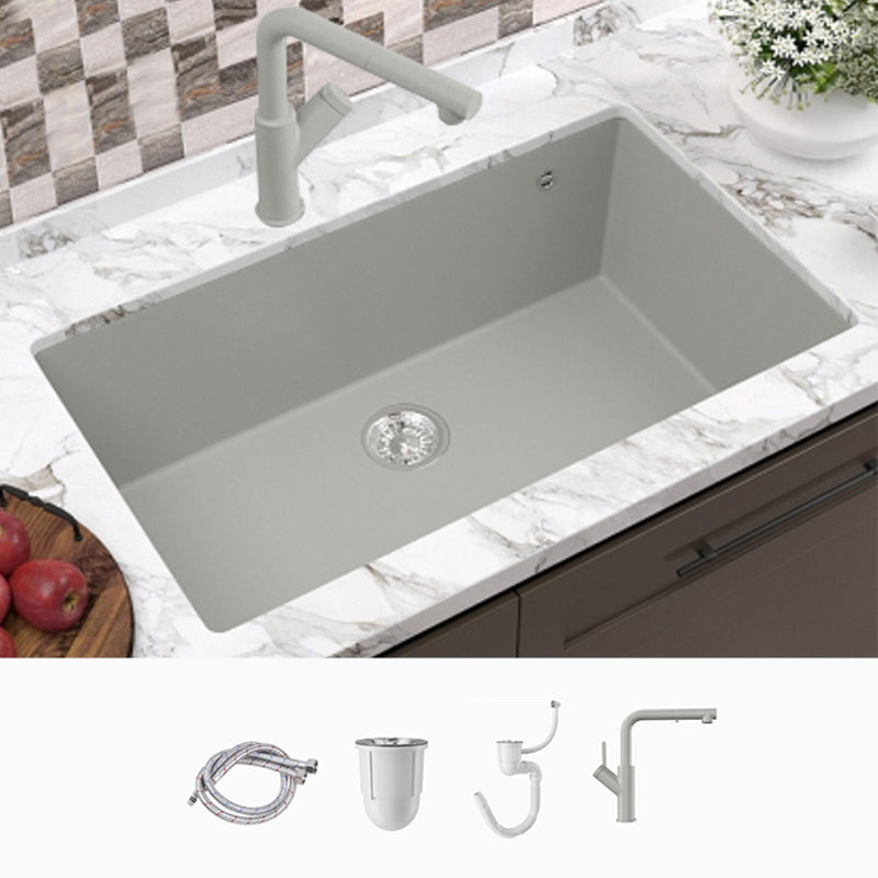 Contemporary Style Kitchen Sink Undermount Kitchen Sink with Drain Strainer Kit 30"L x 18"W x 9"H Sink with Faucet Square Faucet Clearhalo 'Home Improvement' 'home_improvement' 'home_improvement_kitchen_sinks' 'Kitchen Remodel & Kitchen Fixtures' 'Kitchen Sinks & Faucet Components' 'Kitchen Sinks' 'kitchen_sinks' 6616042