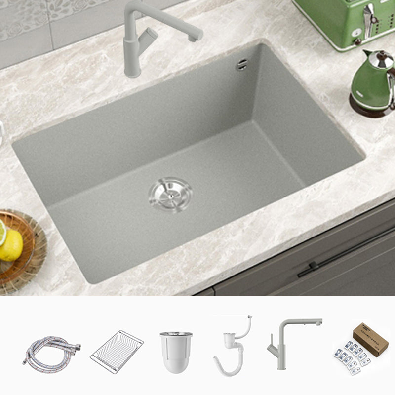 Contemporary Style Kitchen Sink Undermount Kitchen Sink with Drain Strainer Kit 24"L x 17"W x 9"H Sink with Faucet Square Faucet & Filter Basket Clearhalo 'Home Improvement' 'home_improvement' 'home_improvement_kitchen_sinks' 'Kitchen Remodel & Kitchen Fixtures' 'Kitchen Sinks & Faucet Components' 'Kitchen Sinks' 'kitchen_sinks' 6616046