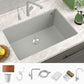 Contemporary Style Kitchen Sink Undermount Kitchen Sink with Drain Strainer Kit 24"L x 17"W x 9"H Sink with Faucet Square Water Filter Double Faucet & Water Filter Basket Clearhalo 'Home Improvement' 'home_improvement' 'home_improvement_kitchen_sinks' 'Kitchen Remodel & Kitchen Fixtures' 'Kitchen Sinks & Faucet Components' 'Kitchen Sinks' 'kitchen_sinks' 6616049