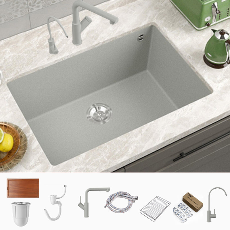 Contemporary Style Kitchen Sink Undermount Kitchen Sink with Drain Strainer Kit 24"L x 17"W x 9"H Sink with Faucet Square Water Filter Double Faucet & Water Filter Basket Clearhalo 'Home Improvement' 'home_improvement' 'home_improvement_kitchen_sinks' 'Kitchen Remodel & Kitchen Fixtures' 'Kitchen Sinks & Faucet Components' 'Kitchen Sinks' 'kitchen_sinks' 6616049