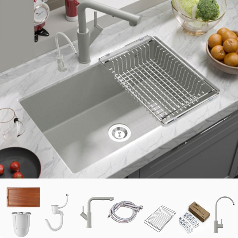 Contemporary Style Kitchen Sink Undermount Kitchen Sink with Drain Strainer Kit 28"L x 18"W x 9"H Sink with Faucet Square Water Filter Double Faucet & Water Filter Basket Clearhalo 'Home Improvement' 'home_improvement' 'home_improvement_kitchen_sinks' 'Kitchen Remodel & Kitchen Fixtures' 'Kitchen Sinks & Faucet Components' 'Kitchen Sinks' 'kitchen_sinks' 6616054