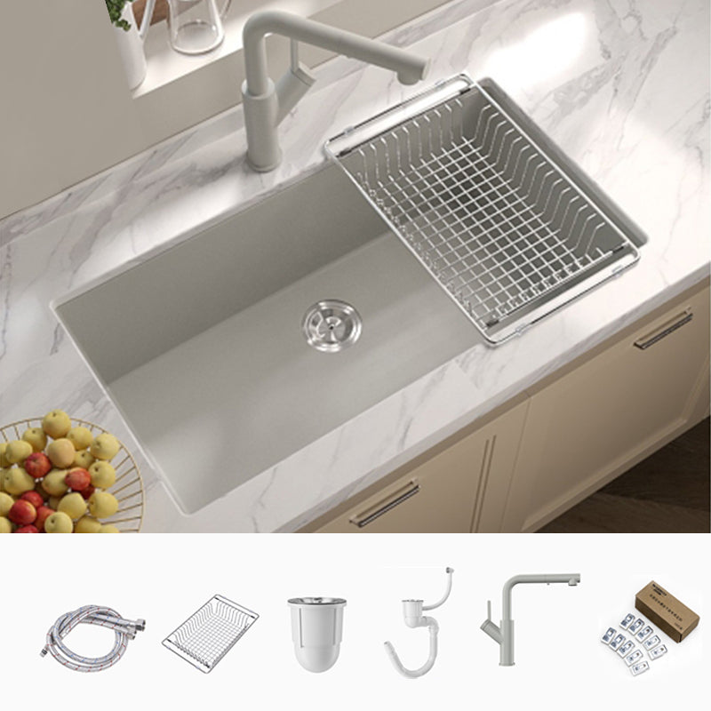 Contemporary Style Kitchen Sink Undermount Kitchen Sink with Drain Strainer Kit 31"L x 17"W x 9"H Sink with Faucet Square Faucet & Filter Basket Clearhalo 'Home Improvement' 'home_improvement' 'home_improvement_kitchen_sinks' 'Kitchen Remodel & Kitchen Fixtures' 'Kitchen Sinks & Faucet Components' 'Kitchen Sinks' 'kitchen_sinks' 6616055