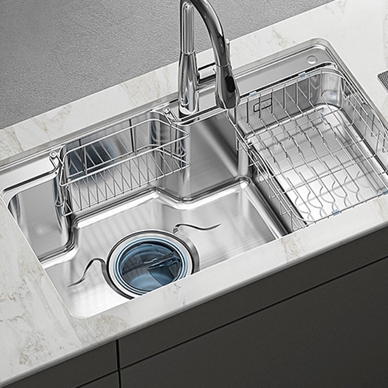 Modern Style Kitchen Sink Undermount Corrosion Resistant Kitchen Double Sink 31.5"L x 18.9"W x 8.7"H Sink with Faucet Pull Out Faucet Clearhalo 'Home Improvement' 'home_improvement' 'home_improvement_kitchen_sinks' 'Kitchen Remodel & Kitchen Fixtures' 'Kitchen Sinks & Faucet Components' 'Kitchen Sinks' 'kitchen_sinks' 6616062