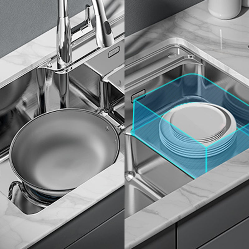 Modern Style Kitchen Sink Undermount Corrosion Resistant Kitchen Double Sink Clearhalo 'Home Improvement' 'home_improvement' 'home_improvement_kitchen_sinks' 'Kitchen Remodel & Kitchen Fixtures' 'Kitchen Sinks & Faucet Components' 'Kitchen Sinks' 'kitchen_sinks' 6616067