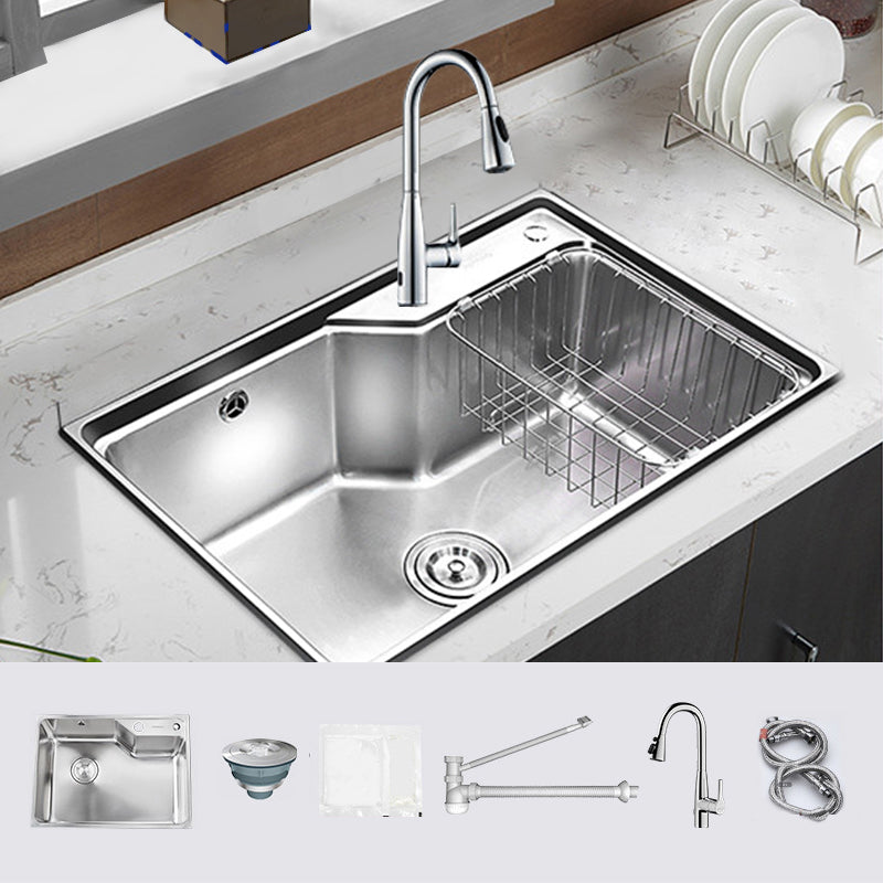 Modern Style Kitchen Sink Undermount Corrosion Resistant Kitchen Double Sink 27"L x 17"W x 9"H Sink with Faucet Induction Pull Out Faucet Clearhalo 'Home Improvement' 'home_improvement' 'home_improvement_kitchen_sinks' 'Kitchen Remodel & Kitchen Fixtures' 'Kitchen Sinks & Faucet Components' 'Kitchen Sinks' 'kitchen_sinks' 6616081
