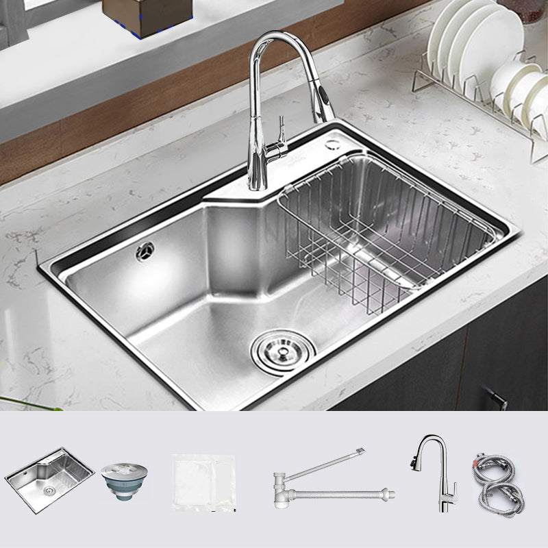 Modern Style Kitchen Sink Undermount Corrosion Resistant Kitchen Double Sink 27"L x 17"W x 9"H Sink with Faucet Pull Out Faucet Clearhalo 'Home Improvement' 'home_improvement' 'home_improvement_kitchen_sinks' 'Kitchen Remodel & Kitchen Fixtures' 'Kitchen Sinks & Faucet Components' 'Kitchen Sinks' 'kitchen_sinks' 6616083