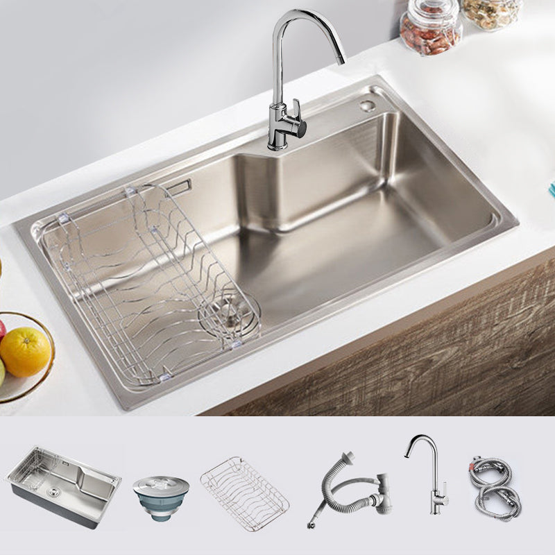 Modern Style Kitchen Sink Undermount Corrosion Resistant Kitchen Double Sink 29.5"L x 17.7"W x 8.3"H Sink with Faucet Round Faucet Clearhalo 'Home Improvement' 'home_improvement' 'home_improvement_kitchen_sinks' 'Kitchen Remodel & Kitchen Fixtures' 'Kitchen Sinks & Faucet Components' 'Kitchen Sinks' 'kitchen_sinks' 6616085
