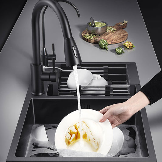 Modern Style Kitchen Sink Drop-In Corrosion Resistant Kitchen Double Sink Clearhalo 'Home Improvement' 'home_improvement' 'home_improvement_kitchen_sinks' 'Kitchen Remodel & Kitchen Fixtures' 'Kitchen Sinks & Faucet Components' 'Kitchen Sinks' 'kitchen_sinks' 6616111