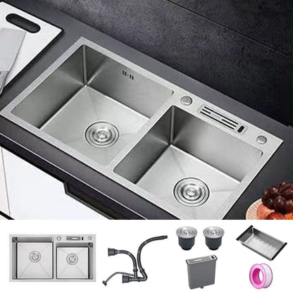 Modern Style Kitchen Sink Drop-In Noise-cancelling Design Kitchen Double Sink Sink Only None Clearhalo 'Home Improvement' 'home_improvement' 'home_improvement_kitchen_sinks' 'Kitchen Remodel & Kitchen Fixtures' 'Kitchen Sinks & Faucet Components' 'Kitchen Sinks' 'kitchen_sinks' 6616118