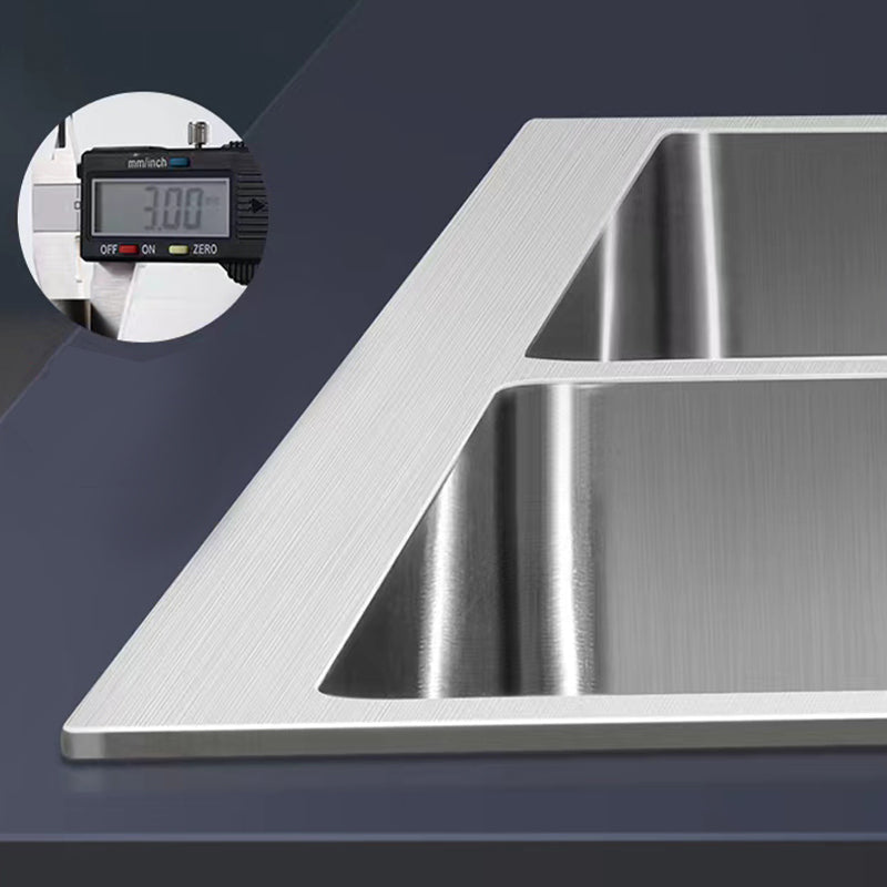 Modern Style Kitchen Sink Drop-In Noise-cancelling Design Kitchen Double Sink Clearhalo 'Home Improvement' 'home_improvement' 'home_improvement_kitchen_sinks' 'Kitchen Remodel & Kitchen Fixtures' 'Kitchen Sinks & Faucet Components' 'Kitchen Sinks' 'kitchen_sinks' 6616128