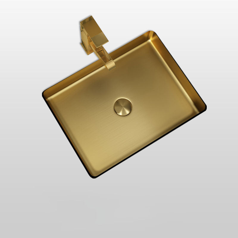 Modern Bathroom Sink Metal Rectangular Drop-in Bathroom Sink with Pop-Up Drain Clearhalo 'Bathroom Remodel & Bathroom Fixtures' 'Bathroom Sinks & Faucet Components' 'Bathroom Sinks' 'bathroom_sink' 'Home Improvement' 'home_improvement' 'home_improvement_bathroom_sink' 6616145