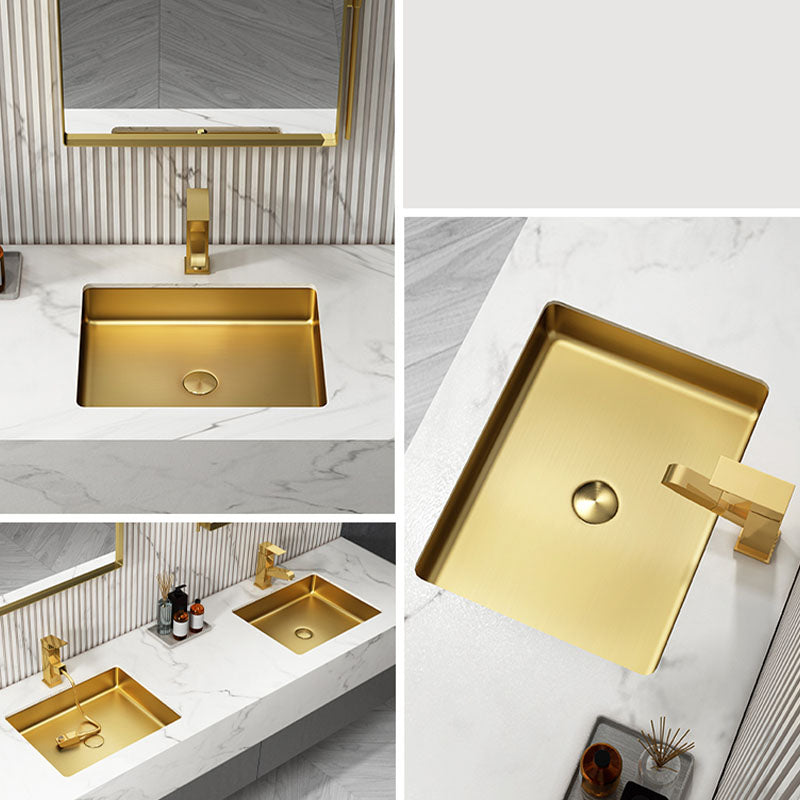 Modern Bathroom Sink Metal Rectangular Drop-in Bathroom Sink with Pop-Up Drain Clearhalo 'Bathroom Remodel & Bathroom Fixtures' 'Bathroom Sinks & Faucet Components' 'Bathroom Sinks' 'bathroom_sink' 'Home Improvement' 'home_improvement' 'home_improvement_bathroom_sink' 6616154