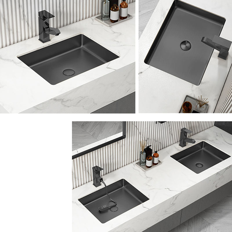 Modern Bathroom Sink Metal Rectangular Drop-in Bathroom Sink with Pop-Up Drain Clearhalo 'Bathroom Remodel & Bathroom Fixtures' 'Bathroom Sinks & Faucet Components' 'Bathroom Sinks' 'bathroom_sink' 'Home Improvement' 'home_improvement' 'home_improvement_bathroom_sink' 6616158