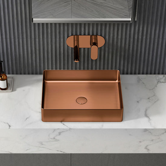 Contemporary Bathroom Sink Metal Rectangular Vessel Sink with Pop-Up ...