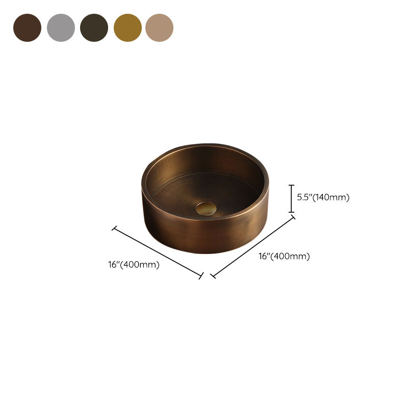 Contemporary Bathroom Sink Metal Round Vessel Bathroom Sink with Pop-Up Drain Clearhalo 'Bathroom Remodel & Bathroom Fixtures' 'Bathroom Sinks & Faucet Components' 'Bathroom Sinks' 'bathroom_sink' 'Home Improvement' 'home_improvement' 'home_improvement_bathroom_sink' 6616273