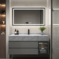 Modern Wall Mount Bath Vanity Gray Tone Vanity Cabinet with Mirror Cabinet Vanity & Faucet & Mirrors Clearhalo 'Bathroom Remodel & Bathroom Fixtures' 'Bathroom Vanities' 'bathroom_vanities' 'Home Improvement' 'home_improvement' 'home_improvement_bathroom_vanities' 6616333