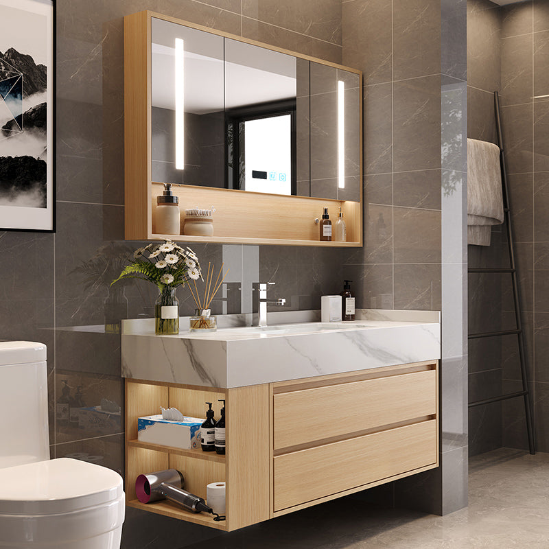Gorgeous Sink Vanity Wood Wall-Mounted Mirror Cabinet Vanity Cabinet with Storage Shelving Clearhalo 'Bathroom Remodel & Bathroom Fixtures' 'Bathroom Vanities' 'bathroom_vanities' 'Home Improvement' 'home_improvement' 'home_improvement_bathroom_vanities' 6616360