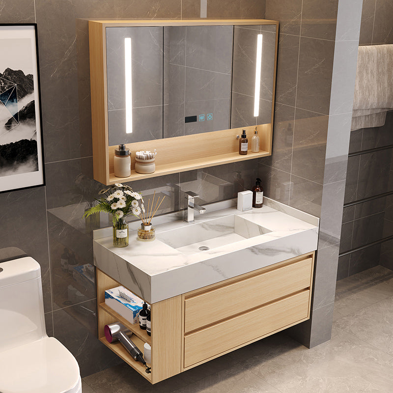Gorgeous Sink Vanity Wood Wall-Mounted Mirror Cabinet Vanity Cabinet with Storage Shelving Clearhalo 'Bathroom Remodel & Bathroom Fixtures' 'Bathroom Vanities' 'bathroom_vanities' 'Home Improvement' 'home_improvement' 'home_improvement_bathroom_vanities' 6616363