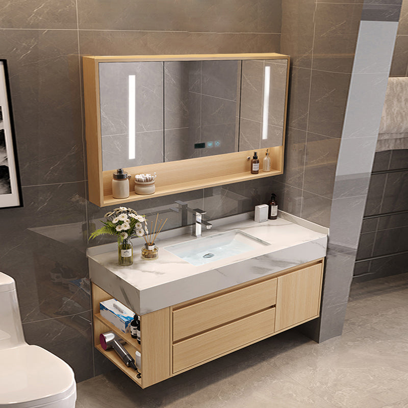 Gorgeous Sink Vanity Wood Wall-Mounted Mirror Cabinet Vanity Cabinet with Storage Shelving Vanity & Faucet & Smart Medicine Cabinet 47.2"L x 19.7"W x 21.7"H Clearhalo 'Bathroom Remodel & Bathroom Fixtures' 'Bathroom Vanities' 'bathroom_vanities' 'Home Improvement' 'home_improvement' 'home_improvement_bathroom_vanities' 6616370