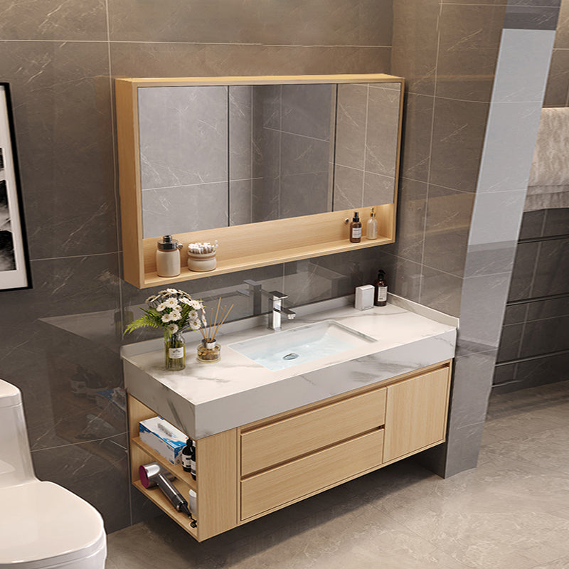 Gorgeous Sink Vanity Wood Wall-Mounted Mirror Cabinet Vanity Cabinet with Storage Shelving Vanity & Faucet & Mirror Cabinet 47.2"L x 19.7"W x 21.7"H Clearhalo 'Bathroom Remodel & Bathroom Fixtures' 'Bathroom Vanities' 'bathroom_vanities' 'Home Improvement' 'home_improvement' 'home_improvement_bathroom_vanities' 6616382