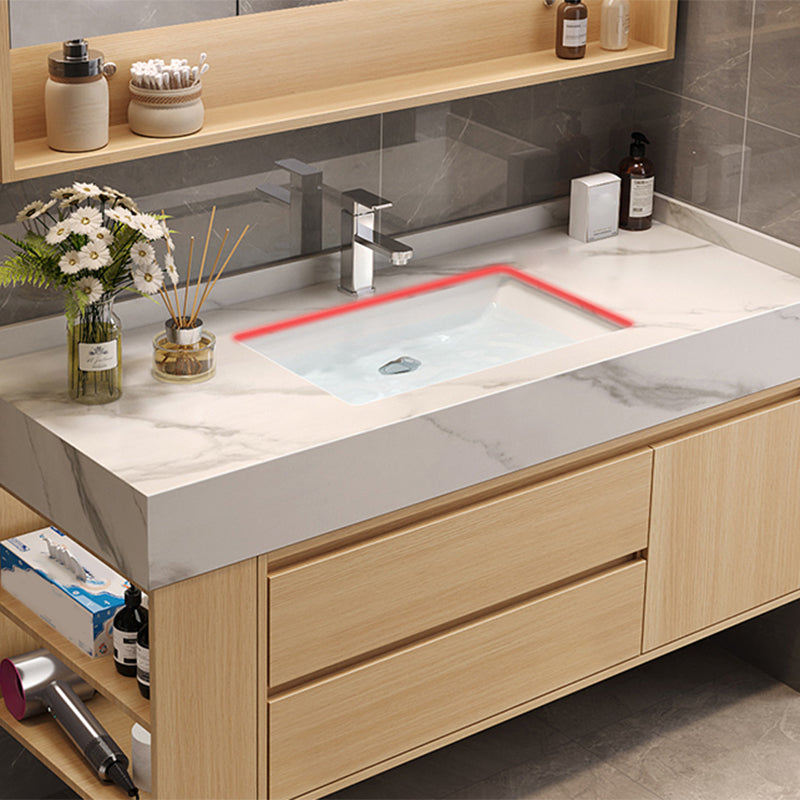 Gorgeous Sink Vanity Wood Wall-Mounted Mirror Cabinet Vanity Cabinet with Storage Shelving Clearhalo 'Bathroom Remodel & Bathroom Fixtures' 'Bathroom Vanities' 'bathroom_vanities' 'Home Improvement' 'home_improvement' 'home_improvement_bathroom_vanities' 6616383