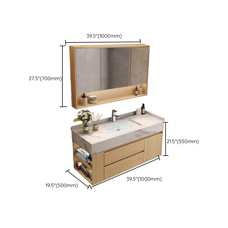 Gorgeous Sink Vanity Wood Wall-Mounted Mirror Cabinet Vanity Cabinet with Storage Shelving Clearhalo 'Bathroom Remodel & Bathroom Fixtures' 'Bathroom Vanities' 'bathroom_vanities' 'Home Improvement' 'home_improvement' 'home_improvement_bathroom_vanities' 6616390