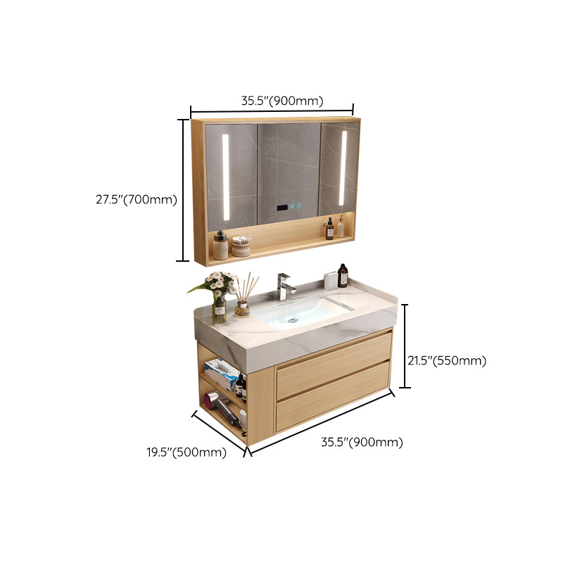 Gorgeous Sink Vanity Wood Wall-Mounted Mirror Cabinet Vanity Cabinet with Storage Shelving Clearhalo 'Bathroom Remodel & Bathroom Fixtures' 'Bathroom Vanities' 'bathroom_vanities' 'Home Improvement' 'home_improvement' 'home_improvement_bathroom_vanities' 6616395