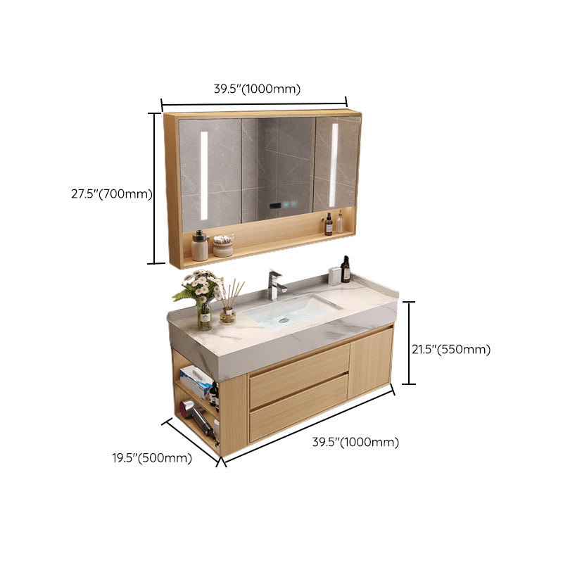 Gorgeous Sink Vanity Wood Wall-Mounted Mirror Cabinet Vanity Cabinet with Storage Shelving Clearhalo 'Bathroom Remodel & Bathroom Fixtures' 'Bathroom Vanities' 'bathroom_vanities' 'Home Improvement' 'home_improvement' 'home_improvement_bathroom_vanities' 6616396