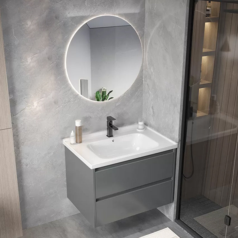 Modern Gray Vanity Sink Mirror Cabinet Wall-Mounted Bathroom Vanity Cabinet with Drawers Vanity & Faucet & Mirrors Clearhalo 'Bathroom Remodel & Bathroom Fixtures' 'Bathroom Vanities' 'bathroom_vanities' 'Home Improvement' 'home_improvement' 'home_improvement_bathroom_vanities' 6616511