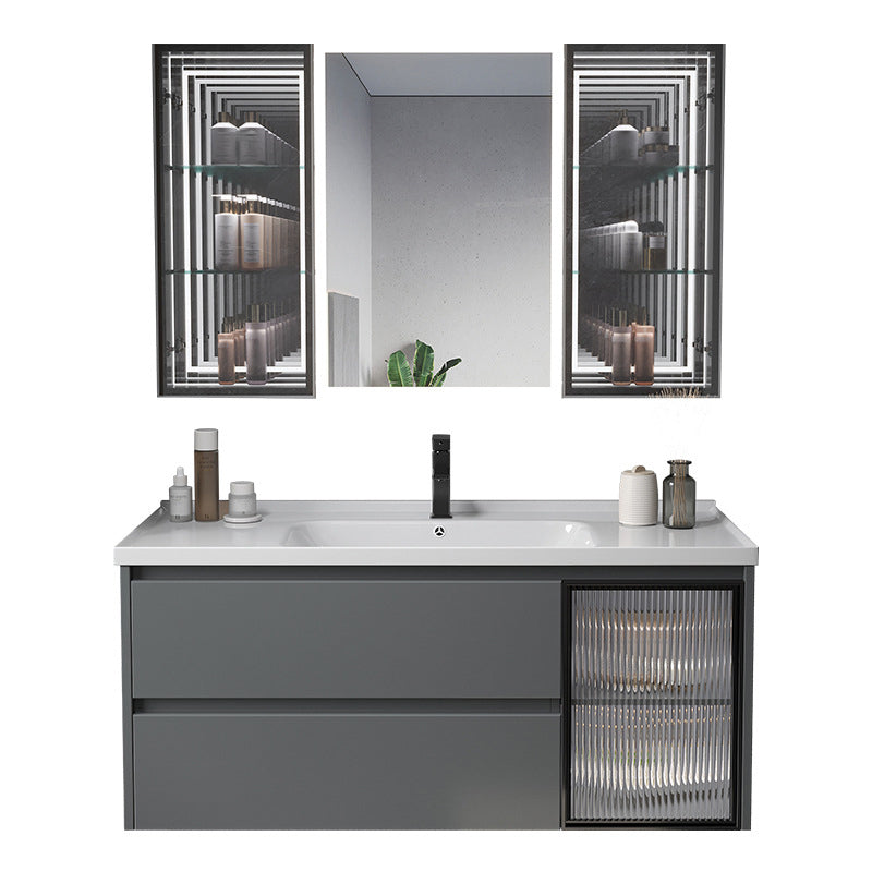 Modern Gray Vanity Sink Mirror Cabinet Wall-Mounted Bathroom Vanity Cabinet with Drawers Clearhalo 'Bathroom Remodel & Bathroom Fixtures' 'Bathroom Vanities' 'bathroom_vanities' 'Home Improvement' 'home_improvement' 'home_improvement_bathroom_vanities' 6616519
