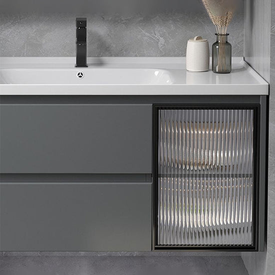 Modern Gray Vanity Sink Mirror Cabinet Wall-Mounted Bathroom Vanity ...