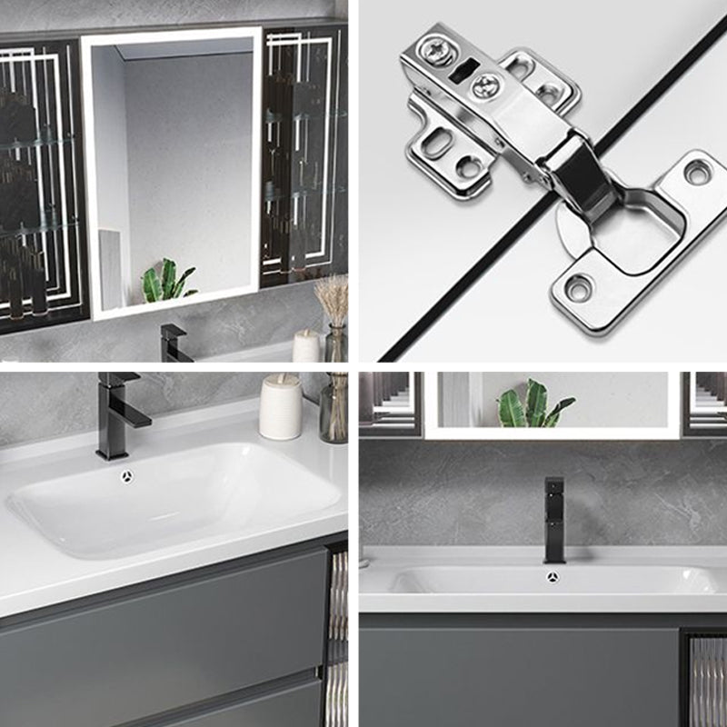 Modern Gray Vanity Sink Mirror Cabinet Wall-Mounted Bathroom Vanity Cabinet with Drawers Clearhalo 'Bathroom Remodel & Bathroom Fixtures' 'Bathroom Vanities' 'bathroom_vanities' 'Home Improvement' 'home_improvement' 'home_improvement_bathroom_vanities' 6616538