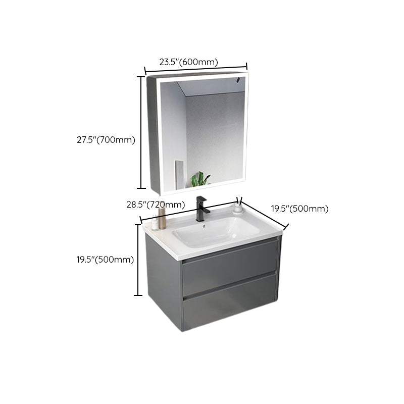 Modern Gray Vanity Sink Mirror Cabinet Wall-Mounted Bathroom Vanity Cabinet with Drawers Clearhalo 'Bathroom Remodel & Bathroom Fixtures' 'Bathroom Vanities' 'bathroom_vanities' 'Home Improvement' 'home_improvement' 'home_improvement_bathroom_vanities' 6616547