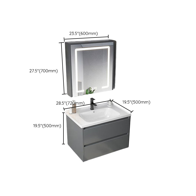 Modern Gray Vanity Sink Mirror Cabinet Wall-Mounted Bathroom Vanity Cabinet with Drawers Clearhalo 'Bathroom Remodel & Bathroom Fixtures' 'Bathroom Vanities' 'bathroom_vanities' 'Home Improvement' 'home_improvement' 'home_improvement_bathroom_vanities' 6616554