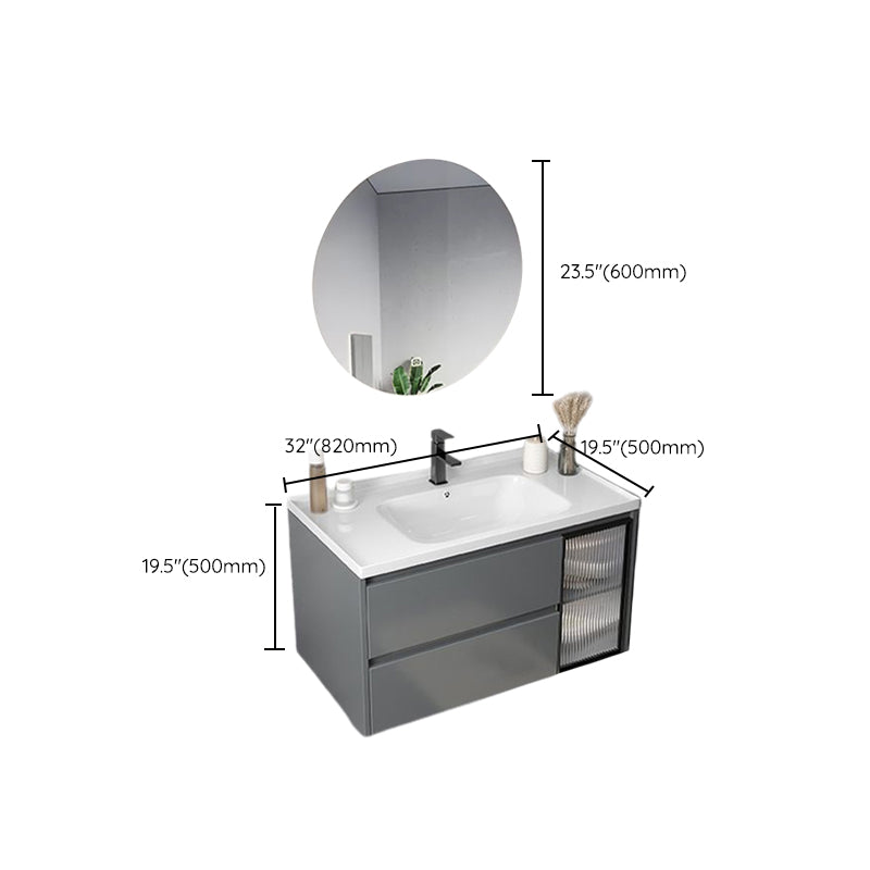 Modern Gray Vanity Sink Mirror Cabinet Wall-Mounted Bathroom Vanity Cabinet with Drawers Clearhalo 'Bathroom Remodel & Bathroom Fixtures' 'Bathroom Vanities' 'bathroom_vanities' 'Home Improvement' 'home_improvement' 'home_improvement_bathroom_vanities' 6616569