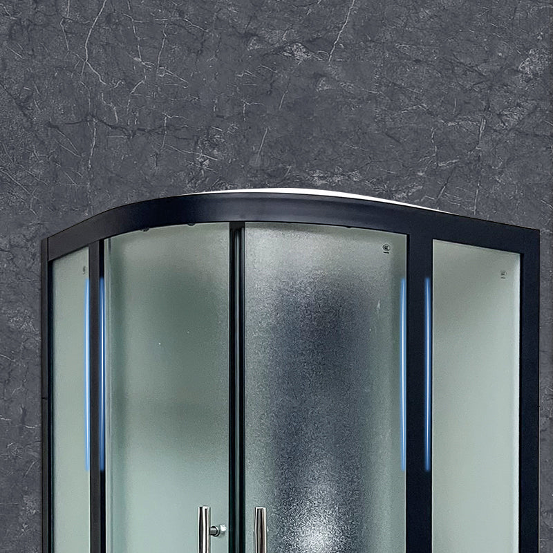 Framed Black Shower Enclosure Clear Easy Clean Glass Rounded Shower Enclosure Clearhalo 'Bathroom Remodel & Bathroom Fixtures' 'Home Improvement' 'home_improvement' 'home_improvement_shower_stalls_enclosures' 'Shower Stalls & Enclosures' 'shower_stalls_enclosures' 'Showers & Bathtubs' 6616603